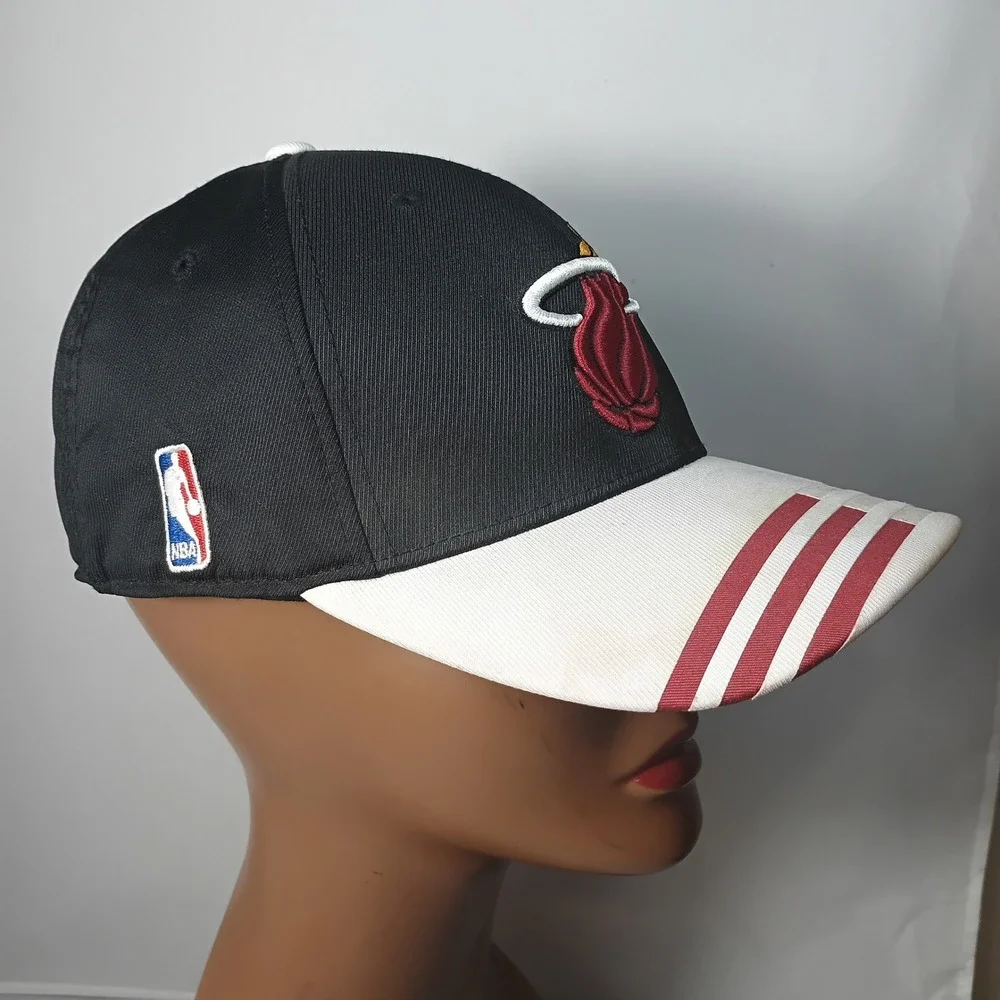Adidas Miami Heat Hat Mens L/XL Black White Climalite NBA Basketball Fitted Cap